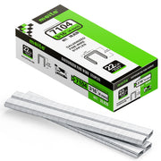 Meite USA 22Ga 3/8 inch crown 3/16'' length upholstery staples box with 10020 pieces displayed on a white background, shown with two rows of galvanized staples in front