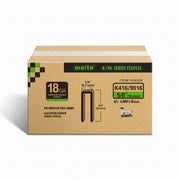 Meite USA case pack containing 10 boxes of meite USA 18 gauge 1/4" narrow crown 5/8'' length staples with 4000 pieces per box on a white background