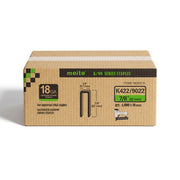 Meite USA case pack containing 10 boxes of meite USA 18 gauge 1/4" narrow crown 7/8'' length staples with 4000 pieces per box on a white background