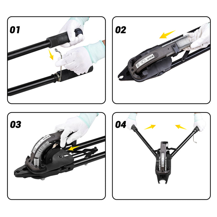 Operating guide of meite USA MTHC45 11Ga Manual Hog Ring Tool in white background