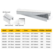 Size information of Meite USA 20 Gauge 10J Series galvanized upholstery staples