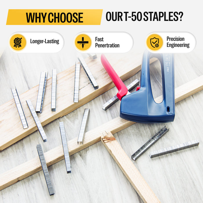 20Ga T-50 304 Stainless Steel Staples 3/8" Crown 1/4" to 1/2" Length