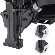 Close-up of the trigger of meite USA CN45R Pneumatic Coil Roofing Nailer loading in white background