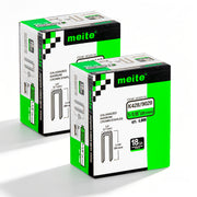 Two boxes of meite USA 18 gauge 1/4" narrow crown 1-1/8'' length staples with 8000 pieces displayed on a white background