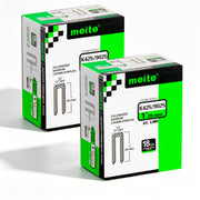 Two boxes of meite USA 18 gauge 1/4" narrow crown 1'' length staples with 8000 pieces displayed on a white background