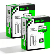 Two boxes of meite USA 18 gauge 1/4" crown 3/4'' length staples with 8000 pieces displayed on a white background
