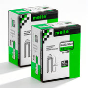 Two boxes of meite USA 18 gauge 1/4" crown 7/8'' length staples with 8000 pieces displayed on a white background