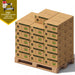 a pallet of Meite USA 1-1/2'' Plastic Collated Concrete Pins displayed on a white background, including 10,000 pcs per box, 60 boxes in total