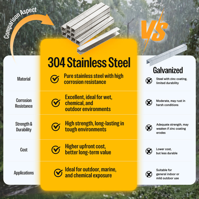 21Ga 1/2" Crown 304 Stainless Steel Fine Wire Staples 1/4" to 1/2" Length