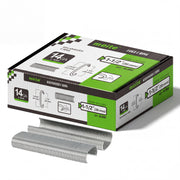 Meite USA one box of meite USA 14 gauge 1-1/2" crown hog rings at 10000 pieces per box, displayed on a white background