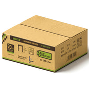 Meite USA 20 Gauge 1/2" Crown upholstery staples case pack on a white background, 3/4'' length with 20 boxes per case