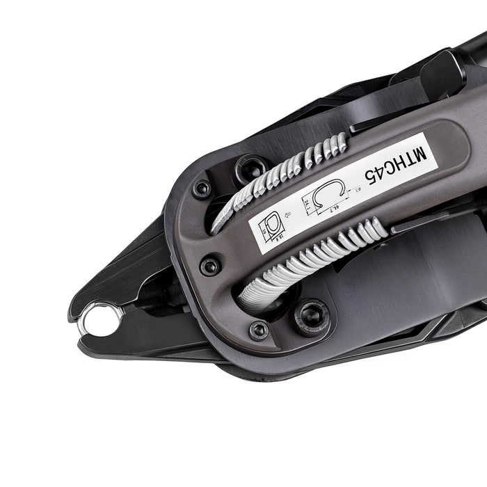 Detailed view of close jaw with rings of meite USA MTHC45 11Ga Manual Hog Ring Plier in white background