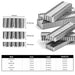 Size specification chart for Meite USA 1 inch Crown Corrugated Fasteners showing available lengths and package details