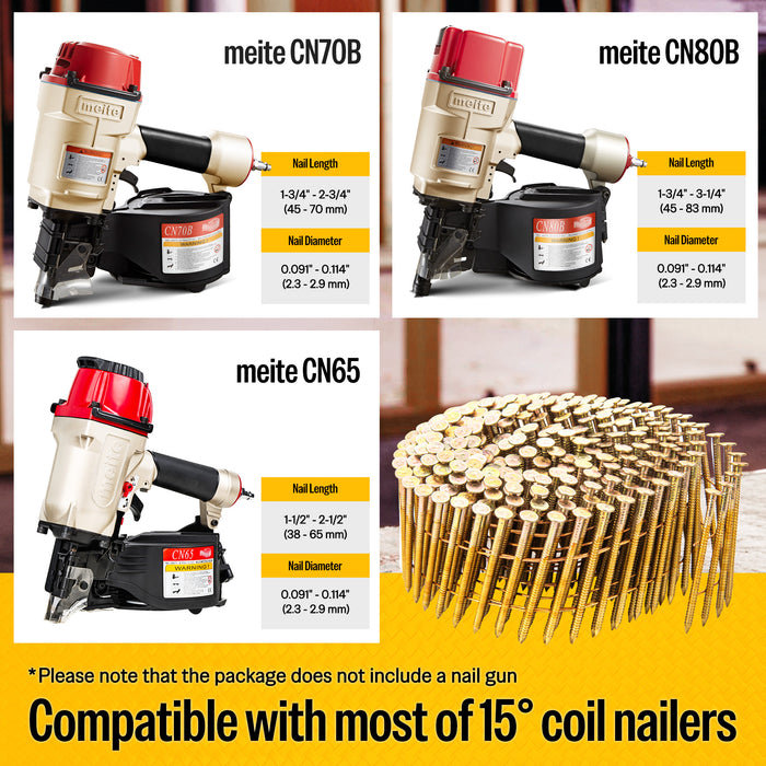 2'' to 3'' Coil Siding Nails - Electro Galvanized Ring Shank