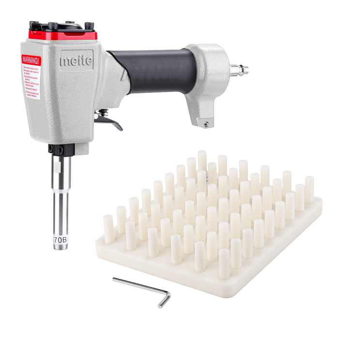 Meite USA ZN1170B Pneumatic Deco Nailer, pallet tray, and hex wrench display on white background