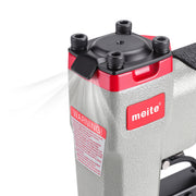 Close-up of the exhaust outlet of the top of meite USA P622C 23 gauge pneumatic pin nailer