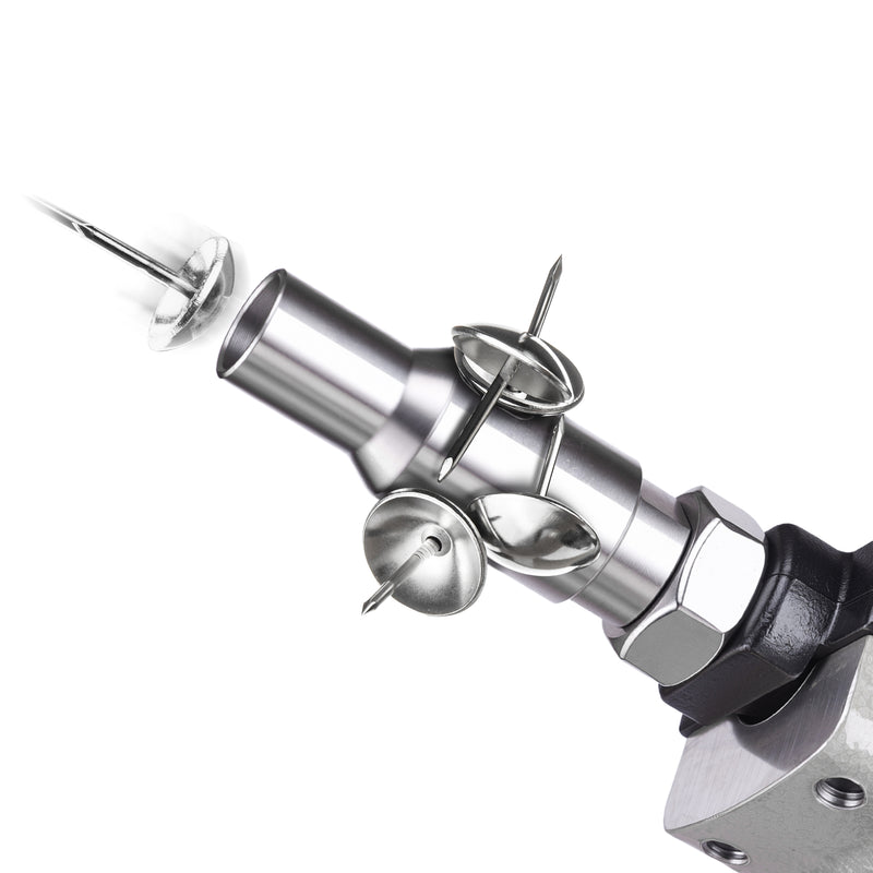 Close-up of the magnetic sleeve of meite USA 0960 decorative tack nailer.