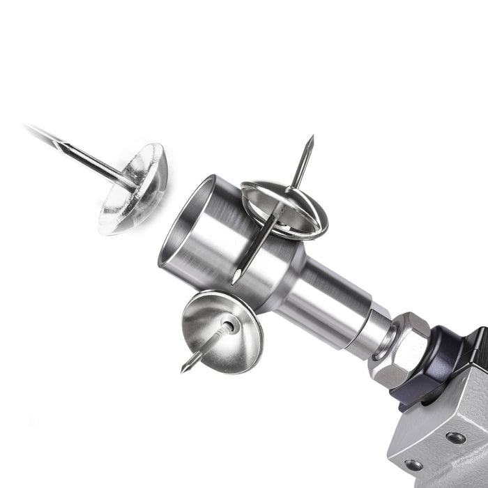 Close-up of the magnetic sleeve of meite USA 2230 decorative tack nailer.