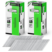 Two retail boxes of Meite USA 1-3/4 inch 45 mm 15 gauge 34 degree angled finish nails, 2,000 galvanized nails per box