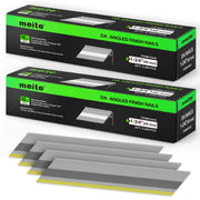 Two retail boxes of Meite USA 1-3/4 inch 15 gauge 34 degree D-head angled finish nails, 2,400 galvanized nails per box
