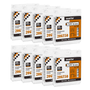 Ten retail packs of meite USA 20 gauge T50 304 stainless steel staples with 3/8-inch crown and 1/4-inch legs, 1,512 per pack and 15,120 total, on a white background