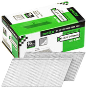 Meite USA 1-3/4 inch 16 gauge 20 degree FN-type angled finish nails with galvanized collated strips and 2,000-count retail box