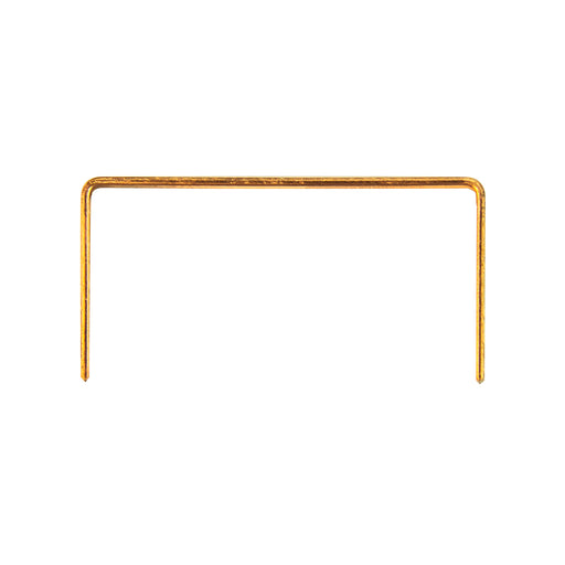 Single meite USA 16 gauge 1-3/8-inch crown carton closing staple showing its wide crown and straight legs on a white background