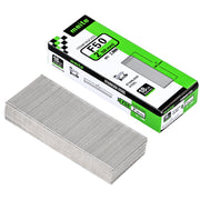 One box and nail strips of meite USA 18 gauge 304 stainless steel brad nails with 2-inch legs, 2,000 count, on a white background