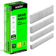 One meite USA 18 gauge galvanized brad nail project pack with 5/8-inch, 3/4-inch, 1-inch and 1-1/4-inch nails, 1,000 of each size and 4,000 total, on a white background