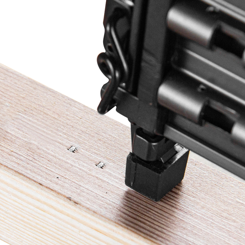 meite USA 18 gauge galvanized brad nails driven into wood for clean fastening with small, discreet nail heads