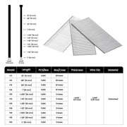 Size and specification guide for meite USA 18 gauge galvanized brad nails in 1/2-inch to 2-inch lengths