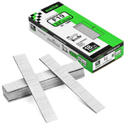 One box and nail strips of meite USA 18 gauge galvanized brad nails with 3/4-inch length and 5,000 nails on a white background
