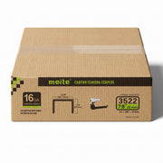One sealed case of meite USA 16 gauge, 1-3/8-inch crown, 7/8-inch carton closing staples containing 10 boxes and 14,000 staples total on a white background