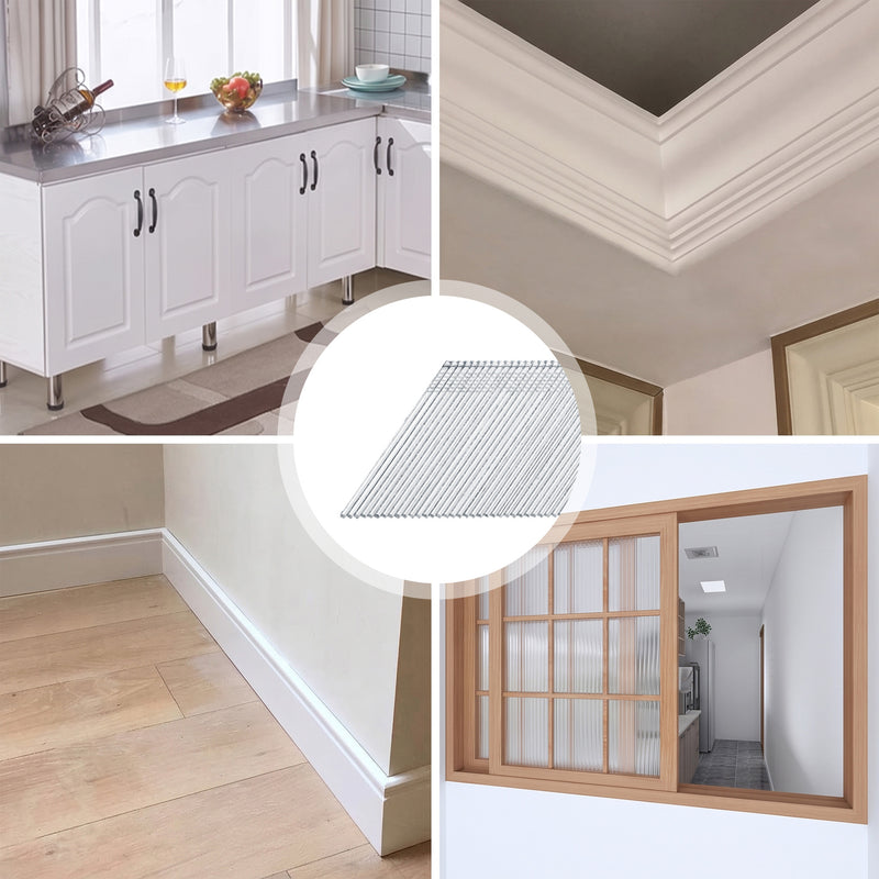 Meite USA angled finish nails for cabinets, crown molding, baseboards, window casing and interior finish carpentry