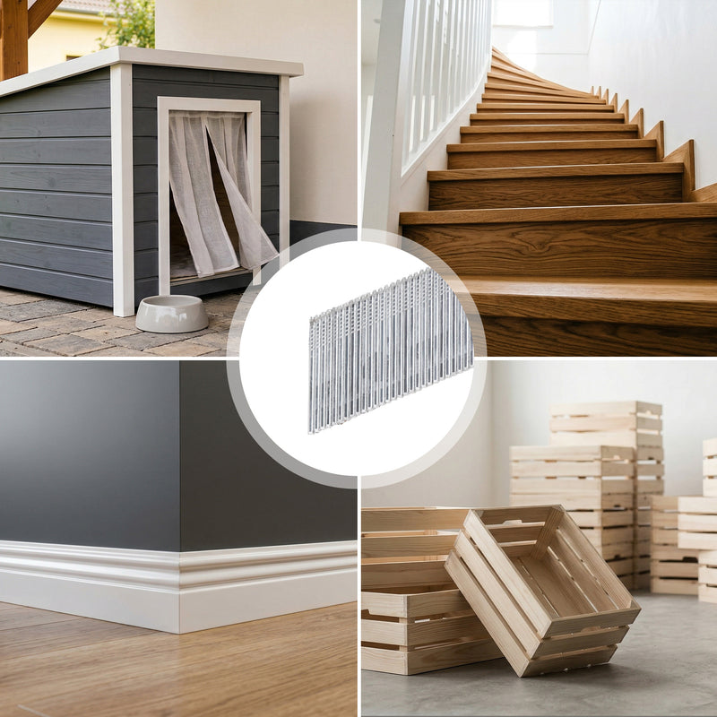 Meite USA 20 degree angled finish nails for stair trim, baseboards, furniture, cabinetry and general woodworking