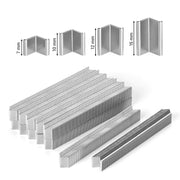 Size guide for meite USA 30 gauge picture frame V-nails in 7 mm, 10 mm, 12 mm and 15 mm lengths on a white background