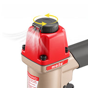 Close-up of the 360-degree rotatable exhaust on the meite USA F50C 18 gauge pneumatic brad nailer