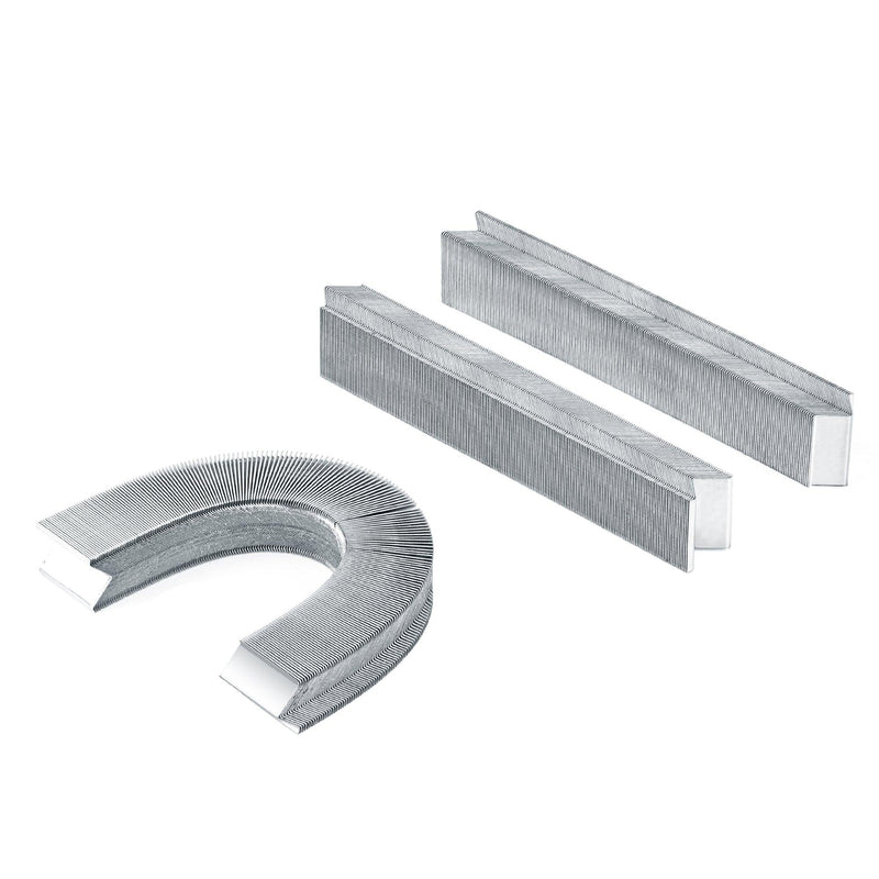 Straight and curved shaped strips of meite USA hardwood V-nails for picture frame joining on a white background