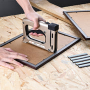 meite USA flexible picture frame points installed with a manual point driver to secure picture frame backing