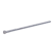 Close-up of a Meite USA 15 gauge galvanized angled finish nail with smooth shank, T-shaped head and chisel point