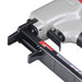 Close-up view of meite USA 1013J 20 gauge pneumatic upholstery stapler showing opening magazine
