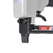 Close-up view of meite USA 1013J 20 gauge pneumatic upholstery stapler showing metal muzzle