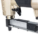 Close-up of the Meite USA 425KC 18Ga  pneumatic upholstery stapler showing the magazine loaded with 1/4'' crown staples and the trigger section.