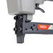 Detailed view of meite USA 1022J 20 gauge pneumatic upholstery stapler showing metal muzzle and trigger for fine stapling work.
