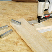meite USA 21Ga 1/2" Crown Fine Wire Staples, shows the staples using in fastening the leather