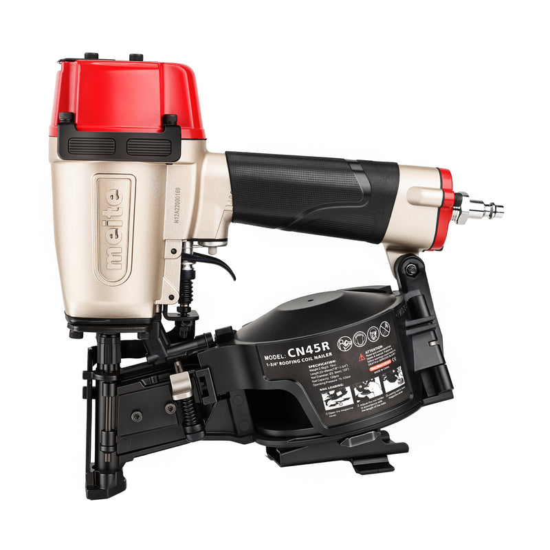 meite USA CN45R 1-3/4‘’ Pneumatic Coil Roofing Nailer in white background