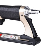 Close-up of fast nail reloading system on meite USA MT8016LN 21 gauge 1/2'' crown air upholstery stapler 