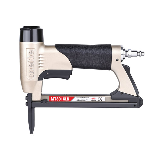Overview of meite USA MT8016LN 21Ga 1/2'' Crown Pneumatic Upholstery Stapler with long muzzle