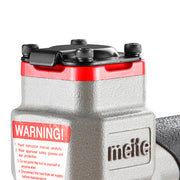 Close-up of top air exhaust and upper part with logo on Meite USA V1015B Pneumatic V-Nailer Picture Frame Joiner