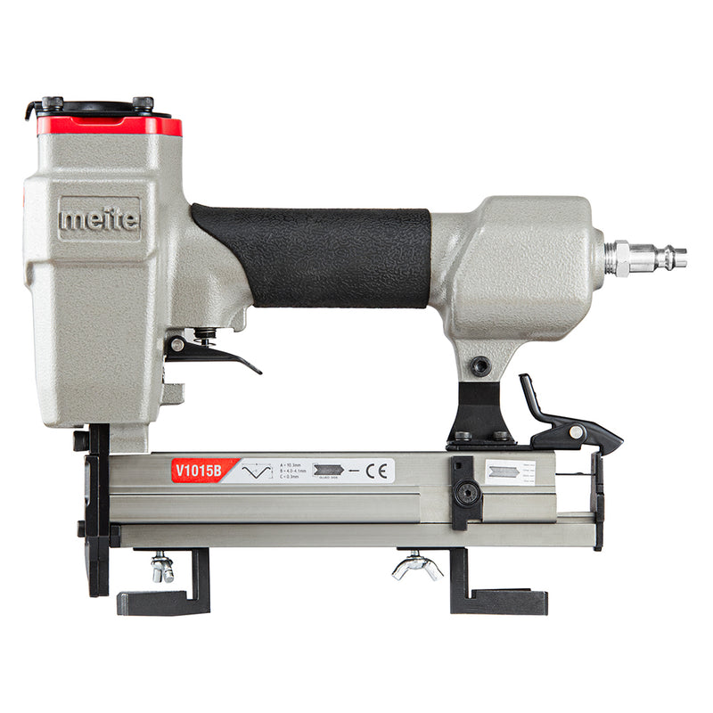 Front view of Meite USA V1015B Pneumatic V-Nailer Picture Frame Joiner on white background